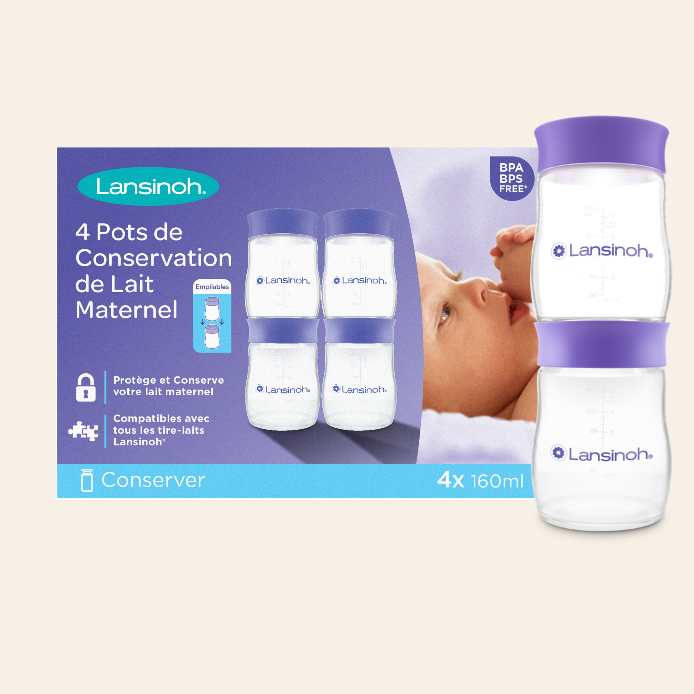 Lansinoh Pots de conservation du lait maternel x4 au Maroc - Baby