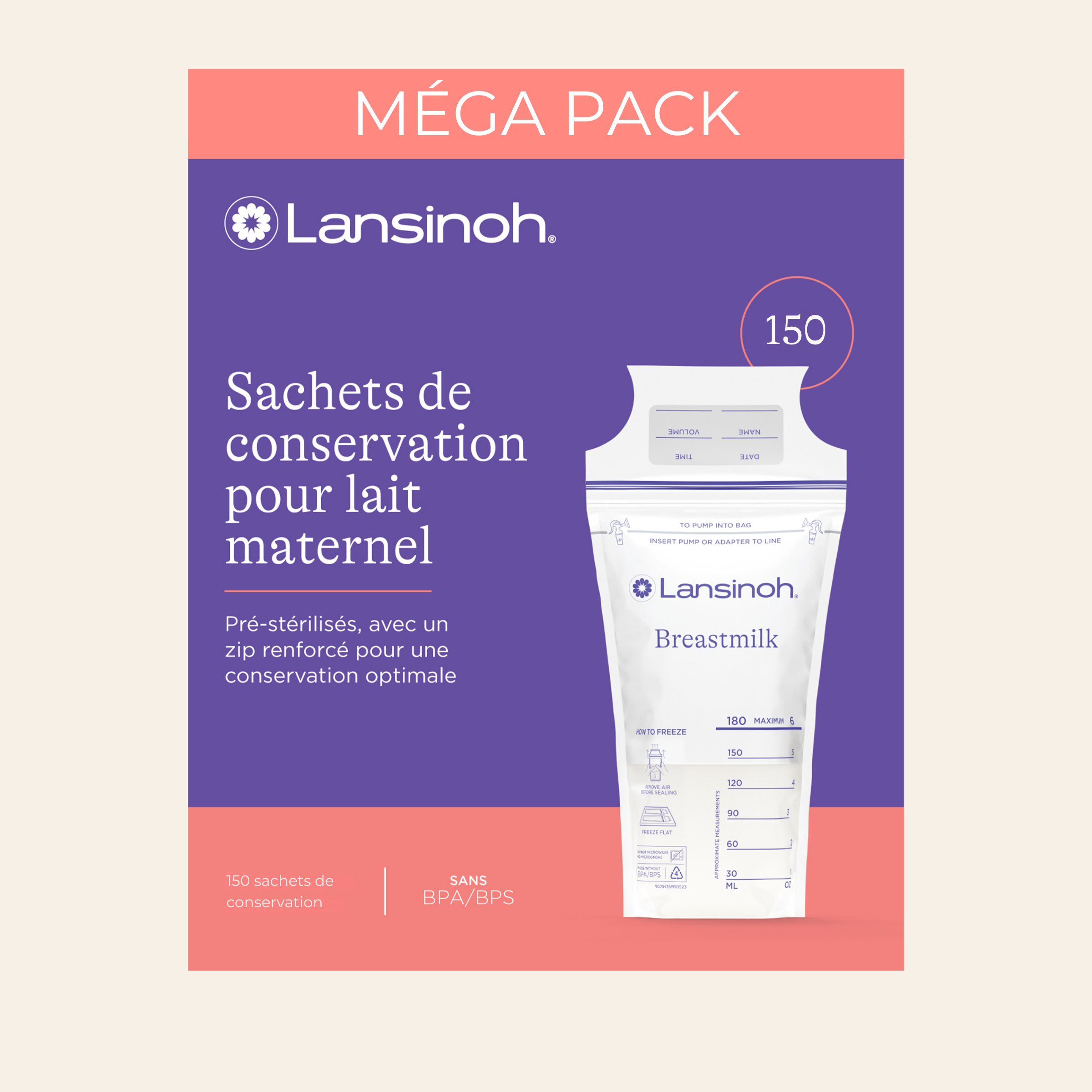 45 Sachets Conservation Lait Maternel 250ml - Sacs Congélation Pré-stérilisés Sans BPA - Avec Échelle De Mesure