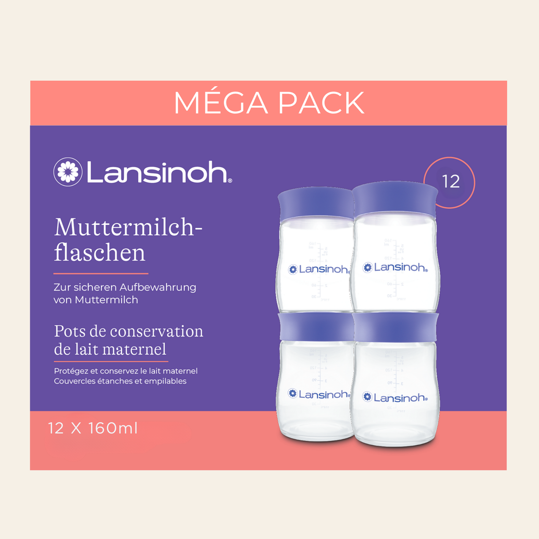 Pots de conservation de lait maternel