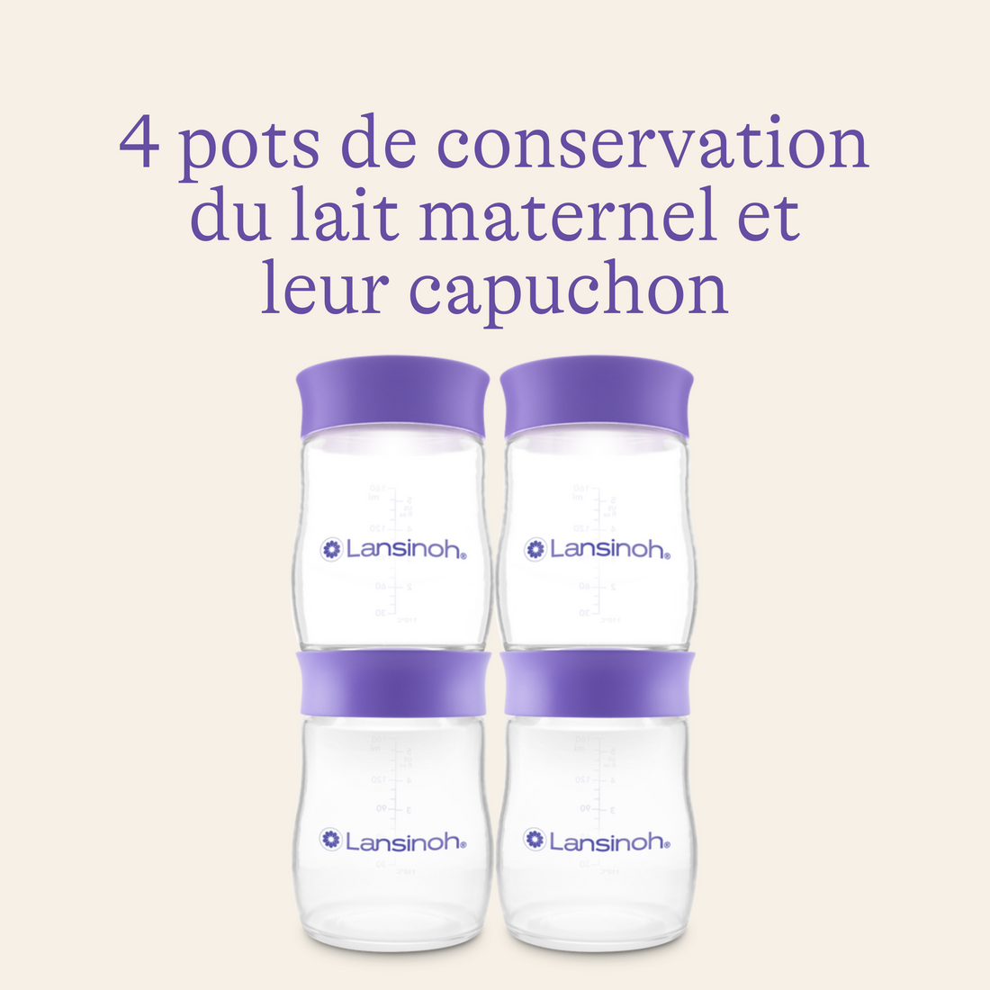 Lansinoh Flacons de Conservation du Lait Maternel - 4 Flacons