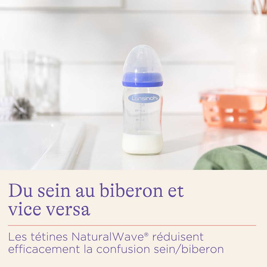 Lansinoh Natural wave fles/biberon 160 ml in glas/en verre - Quartier Bébé