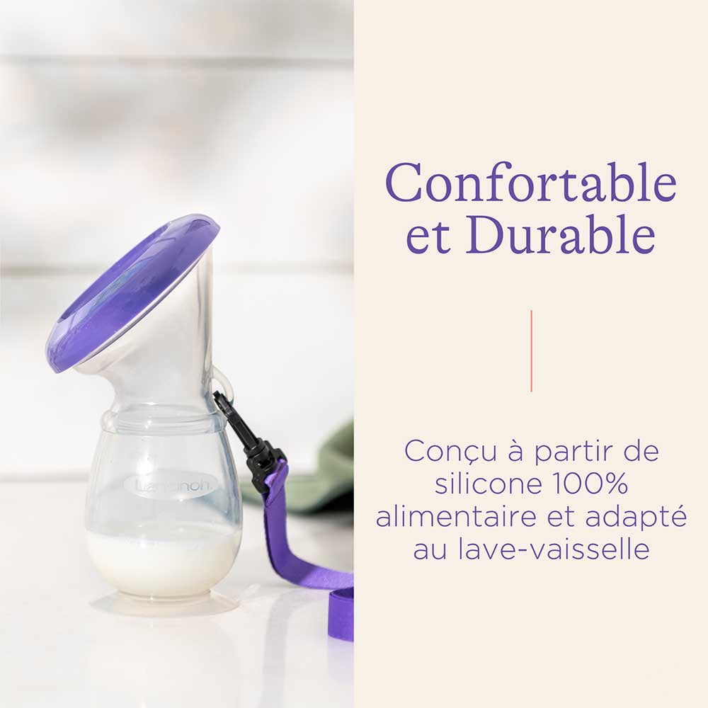 Recueil-lait silicone 100% naturel 150 ml + Bouchon Fleur Blanc